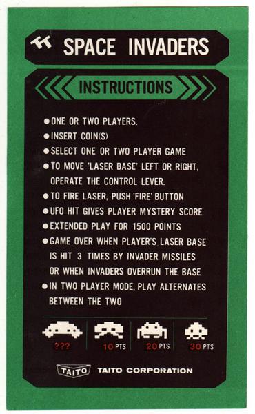 Space Invaders Instruction Card Image